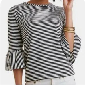 Black and White Striped Women's Top
